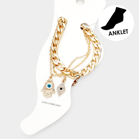 Hamsa Evil Eye Anklet - iBESTEST.com