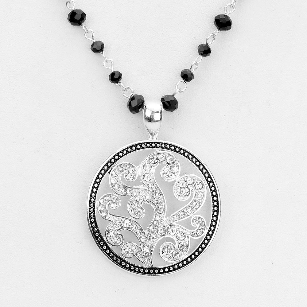 RHINESTONE EMBELLISHED PENDANT NECKLACE