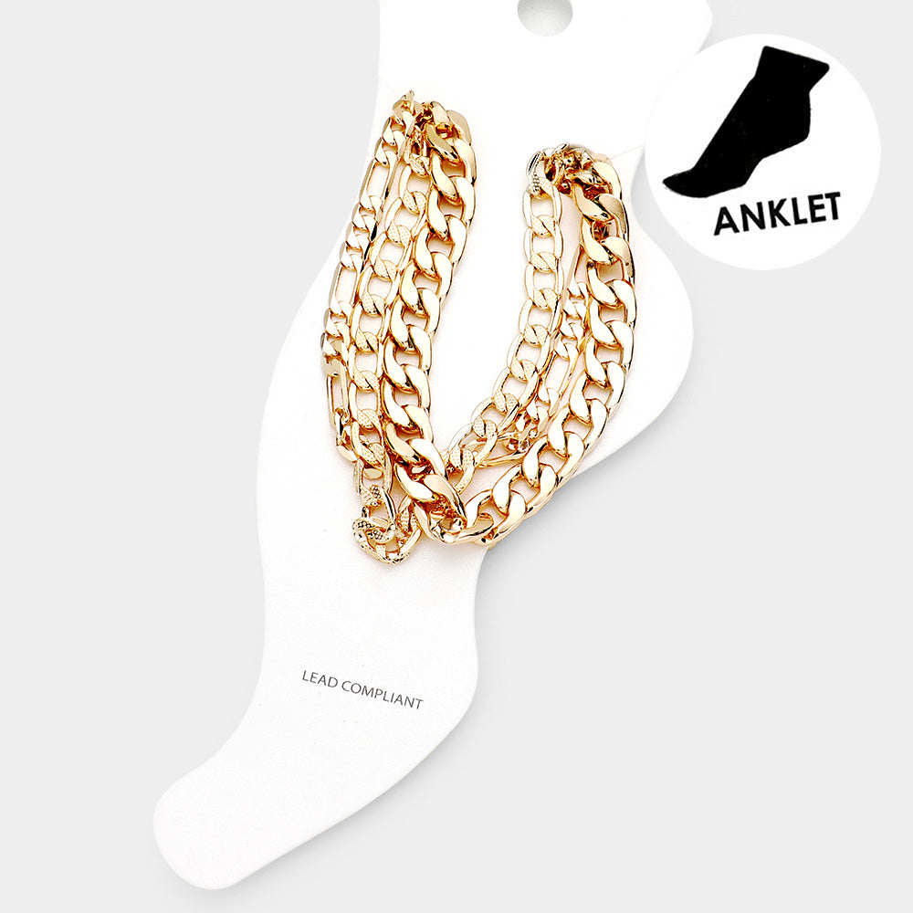 Metal Chain Layered Anklet - iBESTEST.com