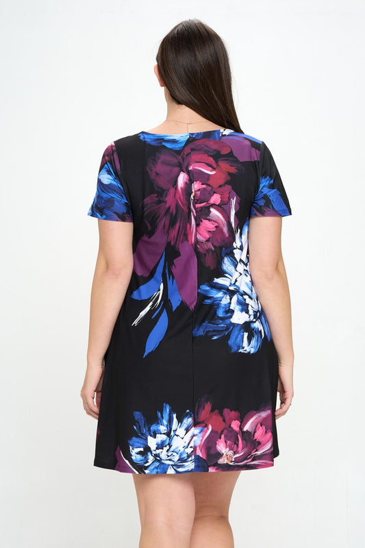 Plus Floral Flare Dress