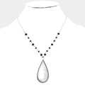 OPEN METAL TEARDROP PENDANT NECKLACE