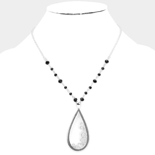 OPEN METAL TEARDROP PENDANT NECKLACE