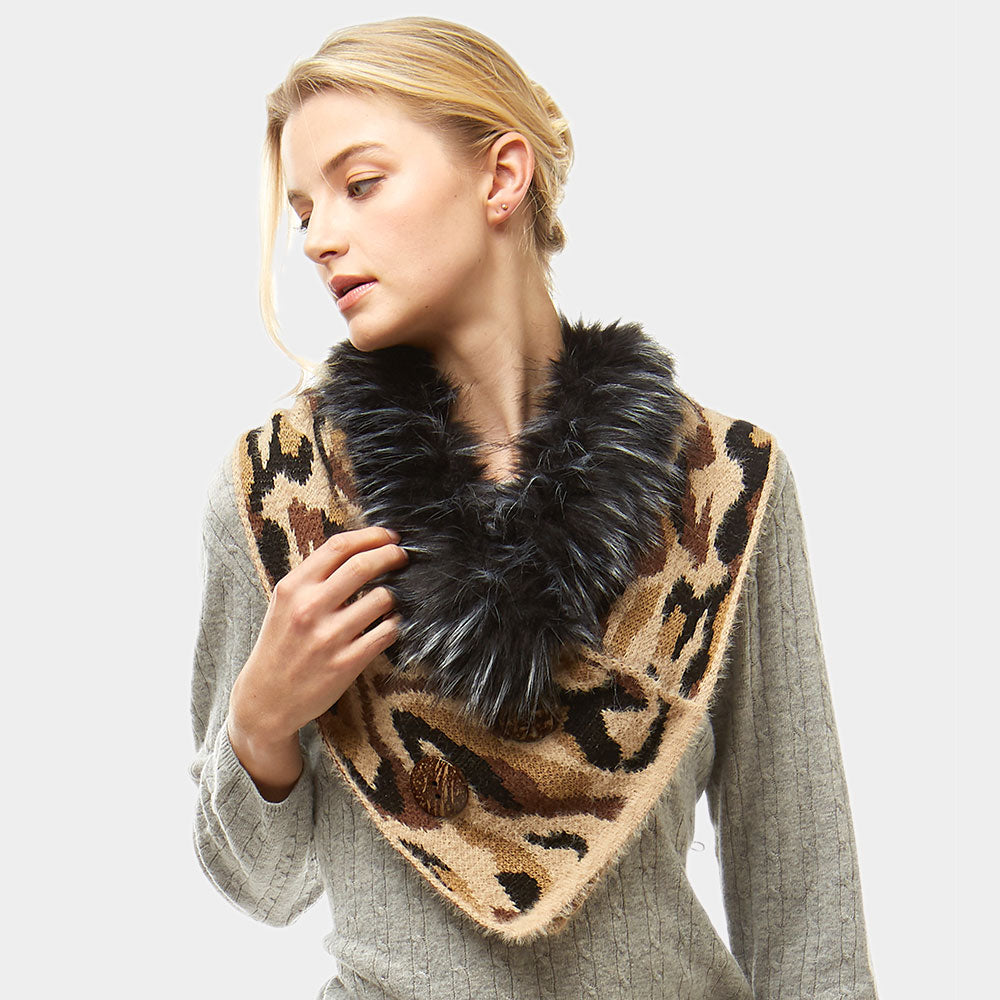 Camo Faux Fur Infinity Scarf - iBESTEST.com