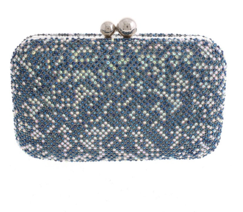 Blue Rhinestone Clutch