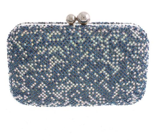 Blue Rhinestone Clutch
