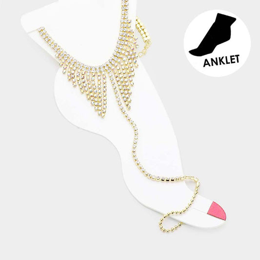 Rhinestone Toe Net Anklet - iBESTEST.com