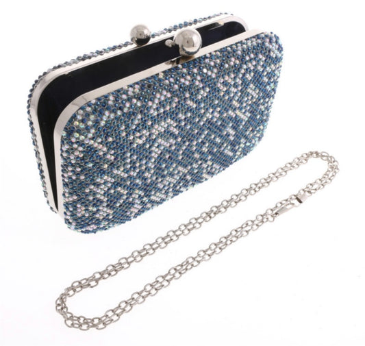 Blue Rhinestone Clutch