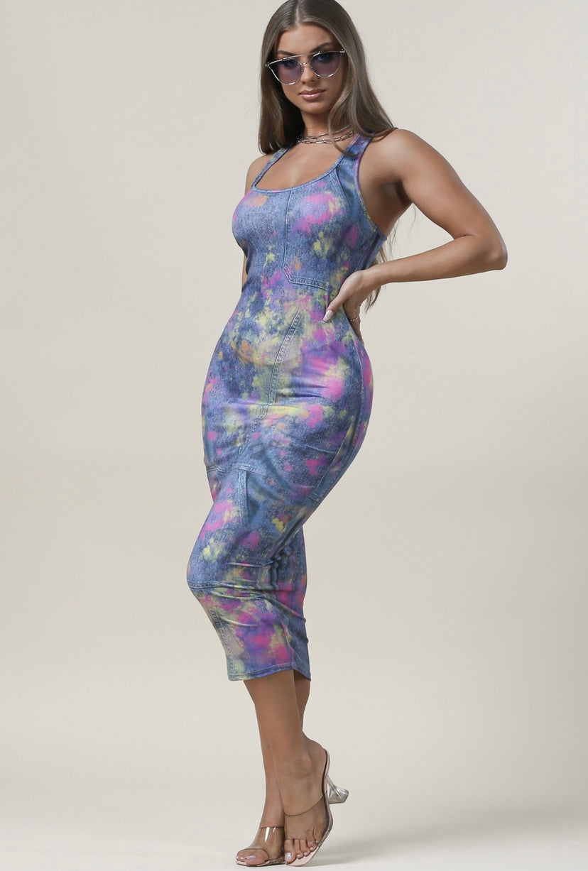 Denim Spray Dress - iBESTEST.com