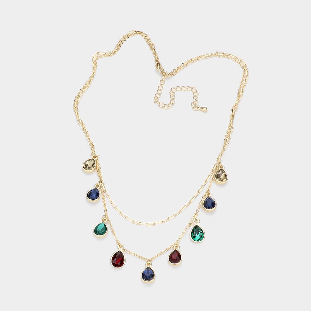 TEARDROP PENDANT LAYERED NECKLACE