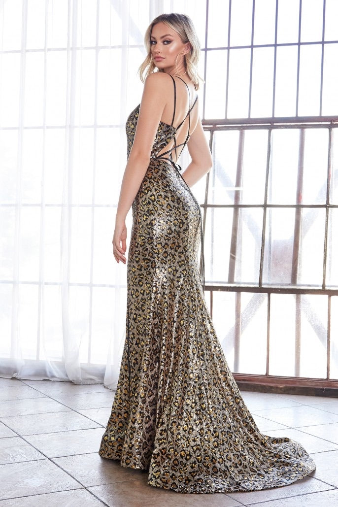 Leopard Sequin Gown - iBESTEST.com