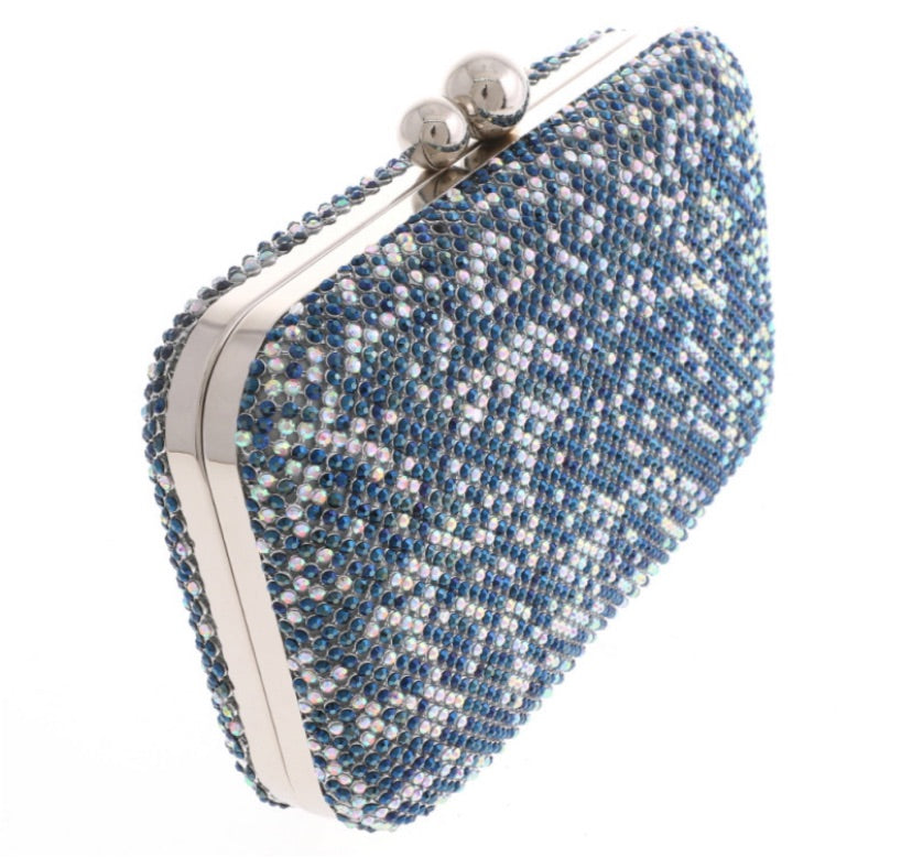 Blue Rhinestone Clutch