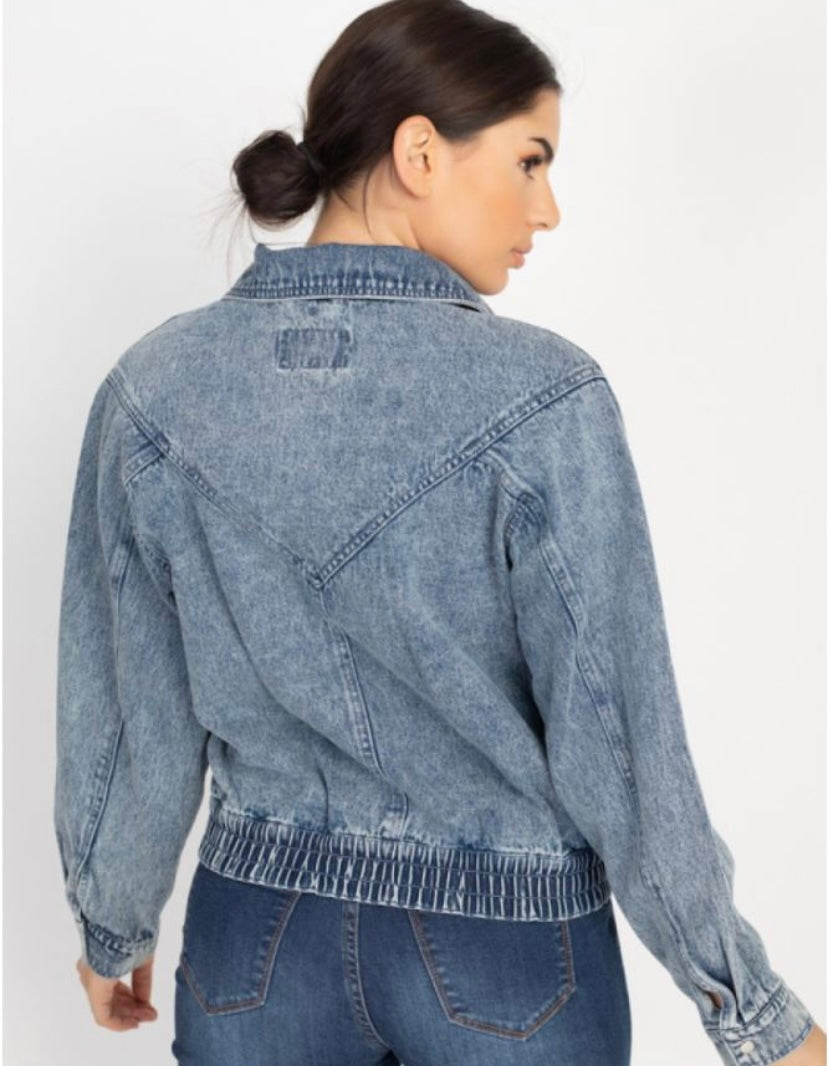 Oversized  Denim Moto Jacket - iBESTEST.com