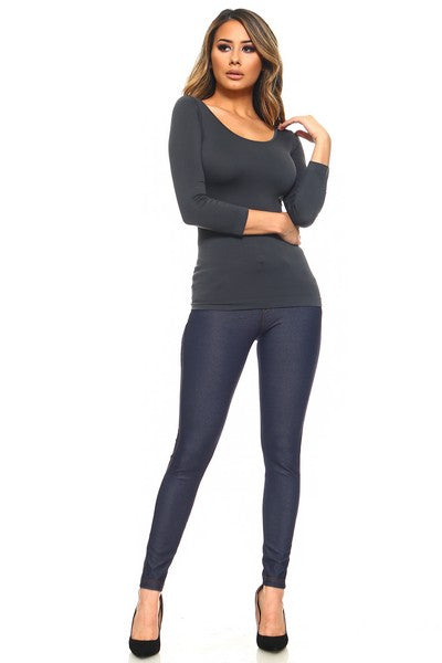 Seamless Long Sleeve Scoop Neck Top (New)
