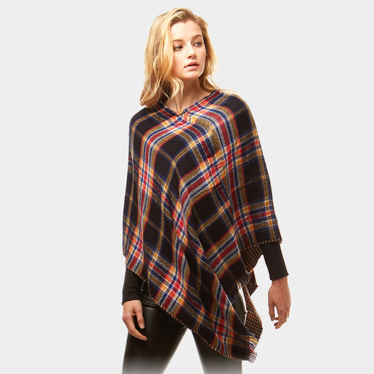 MULTI PLAID PONCHO (New) - iBESTEST.com