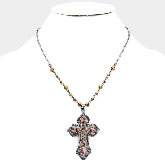 EMBELLISHED CROSS PENDANT NECKLACE - iBESTEST.com