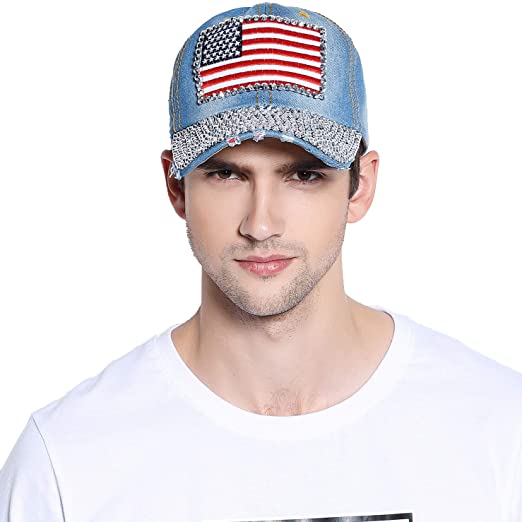 Distressed American Flag Bling Cap - iBESTEST.com